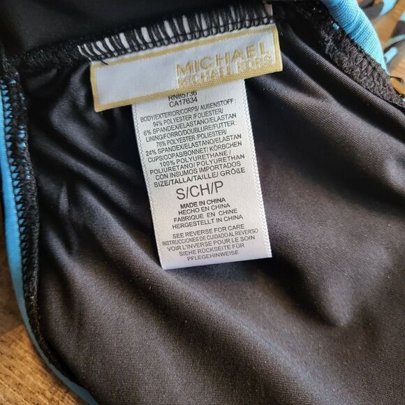 Michael Michael Kors Sophia Striped Hipster Swim suit 2 piece BLUE-Small - Picture 7 of 7